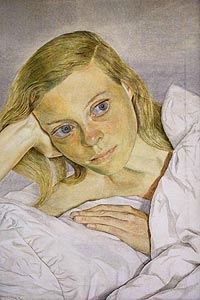 Girl in Bed, 1952, by Lucian Freud, a portrait of Caroline Blackwood